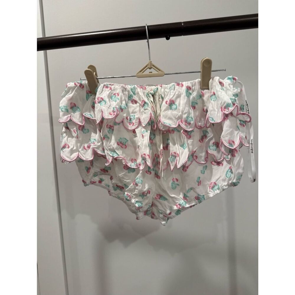 NWT For Love and Lemons White Ruffle Floral Bloomer Shorts